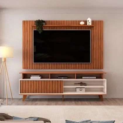 Rack Flow com Painel Lume para Tv de até 65 Polegadas Dj Freijó/Off White<br> - Foto 2