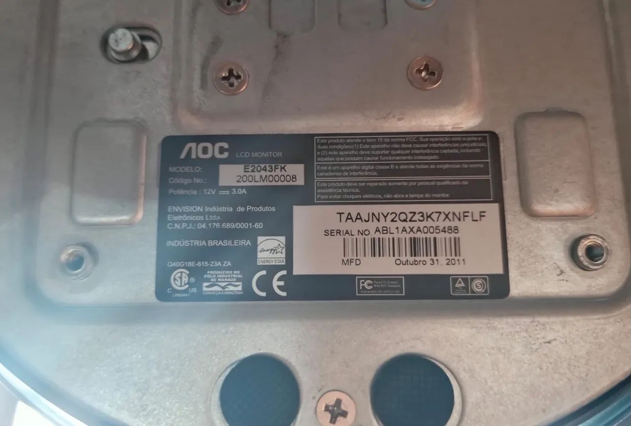 Monitor AOC E2043FK 20" VGA DVI + Cabo de Força - Foto 4