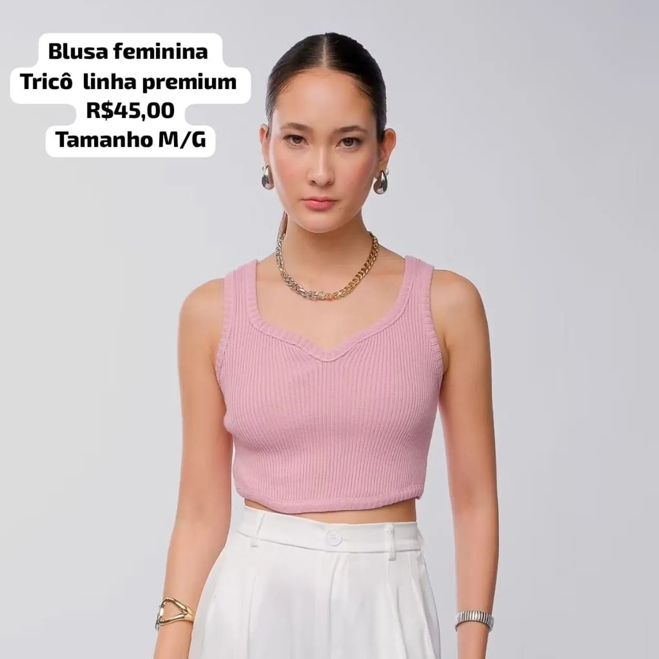 Blusa Cropped linha premium luxo tricô  - Foto 4