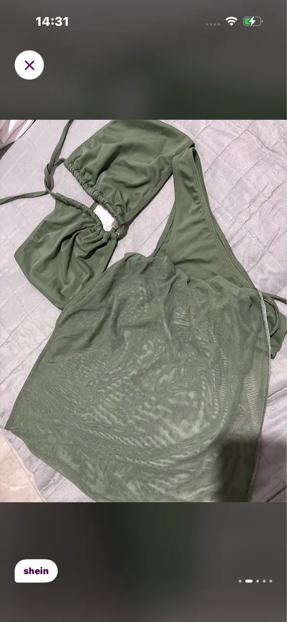 Conjunto biquíni verde musgo com saída de praia  - Foto 2