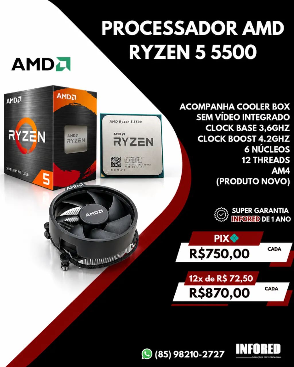 Processador AMD Ryzen 5 5500 
