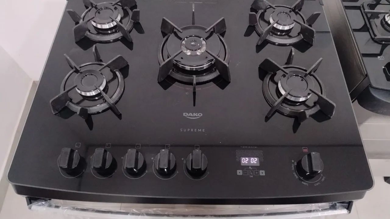 ? FOGÃO DIGITAL DAKO 5 BOCAS ? MESA DE VIDRO ? - Foto 3