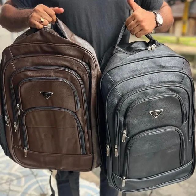 Mochila De Couro Grande Impermeável Trabalho Faculdade