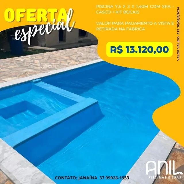 Ja - Piscinas de fibra com spa 7,5m