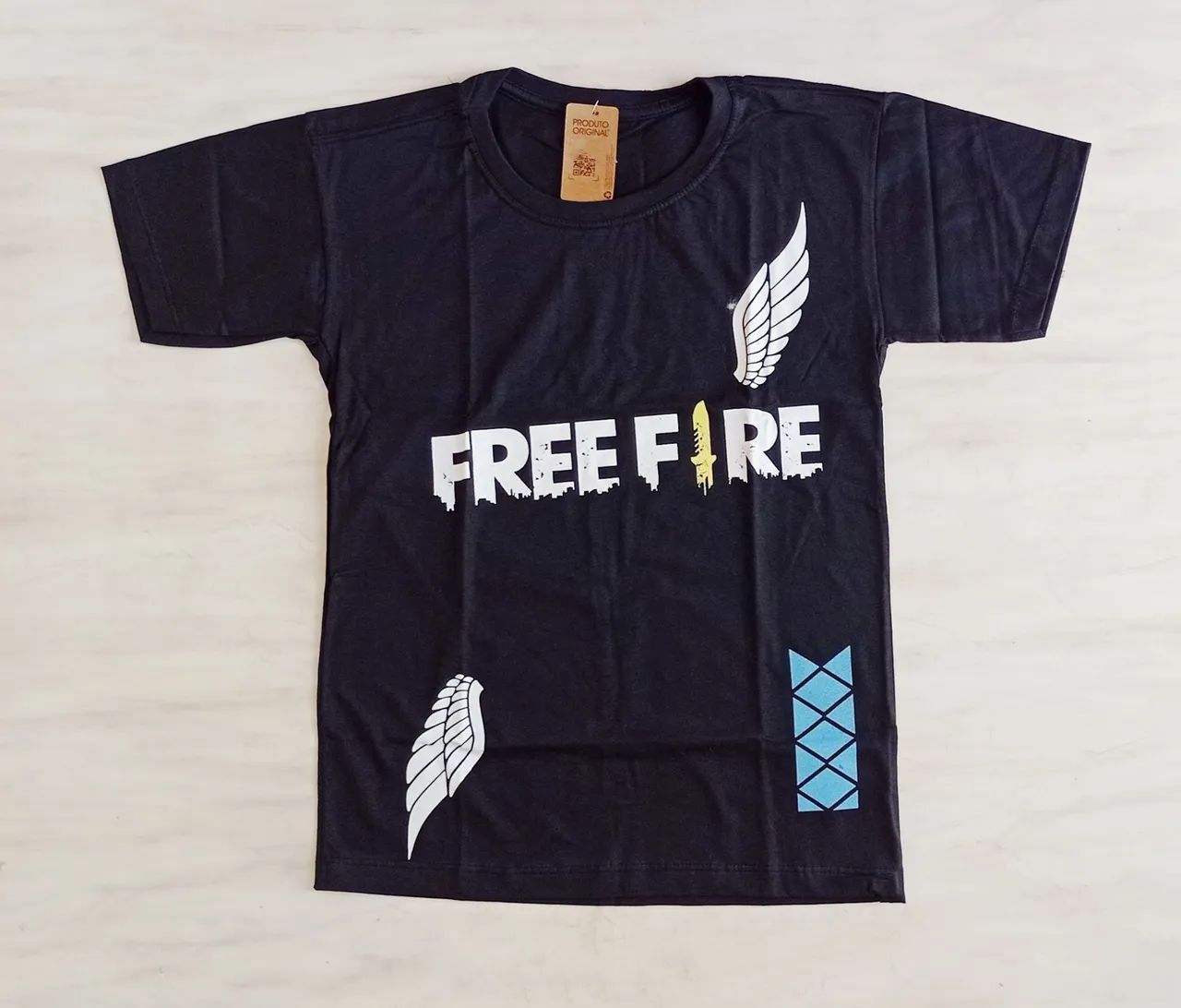 Garena Camisa Angelical Free Fire Camiseta Free Fire Preta Roupas