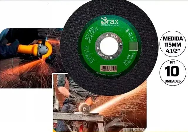 Disco de Corte Fino Inox para Esmerilhadeira 4.1/2 X 1,0 com 10 Pçs Brax - Foto 2