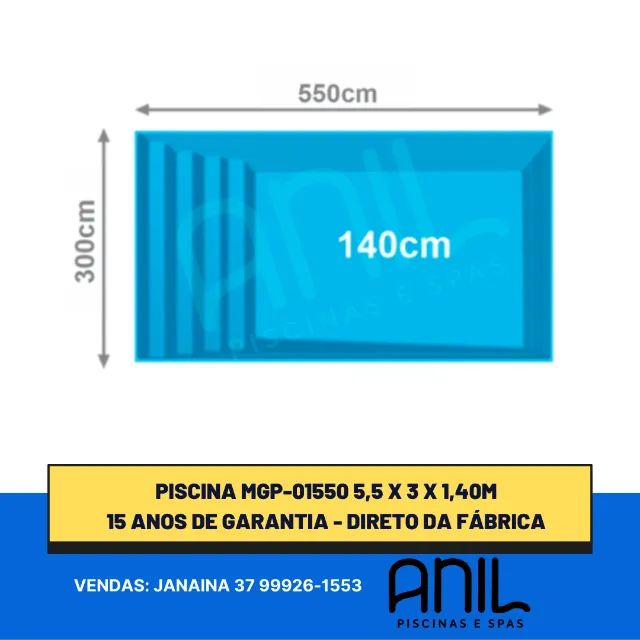 JA - Piscina com kit bocias - **5,5 x 3 x 1,40m**