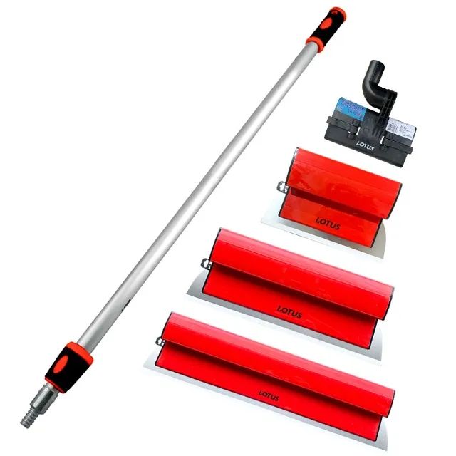 Kit Desempenadeira de Inox para Massa Corrida 25cm 40cm 60cm com Suporte e Extensor Lotus