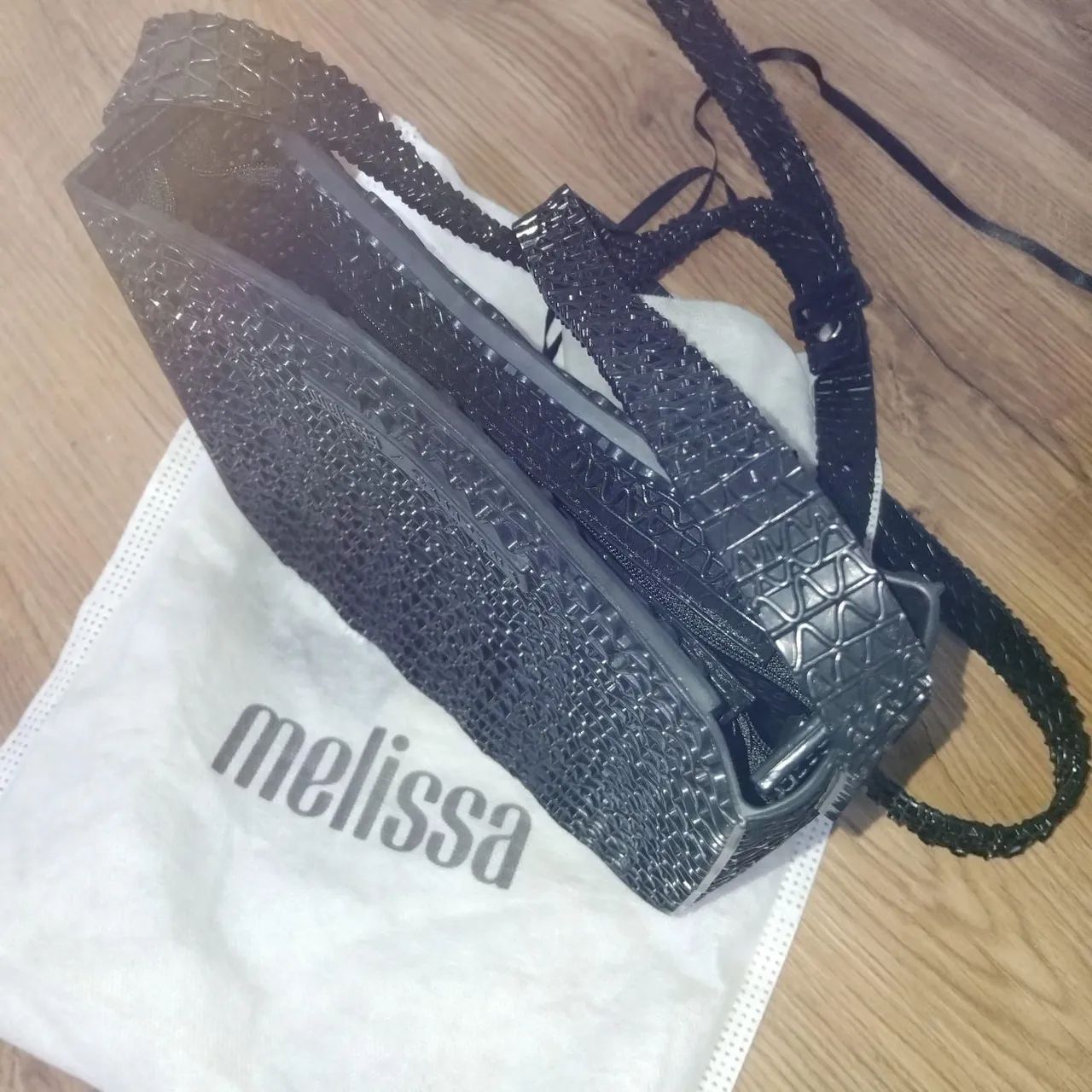 Bolsa Melissa Transparente Preta - Foto 4