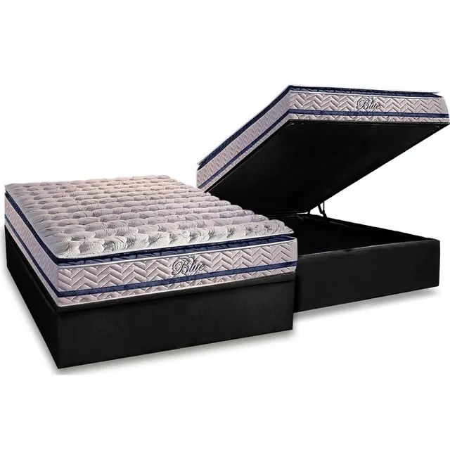 Colchão Casal Blue Molas Ensacadas  + Base Box Baú tt65