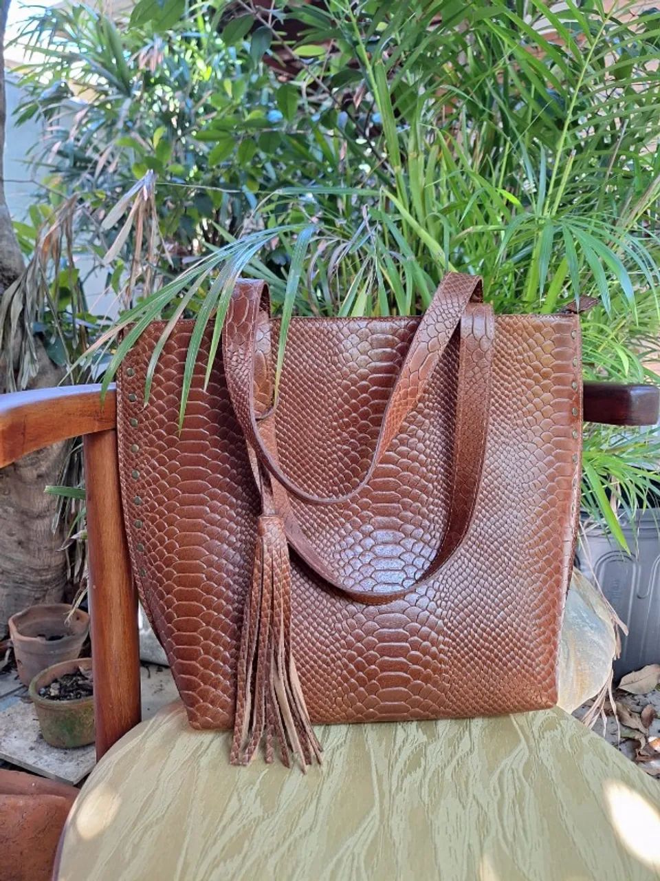 bolsa grande couro croco