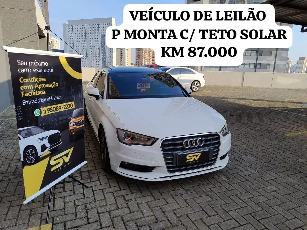 AUDI A3 1.8 TFSI SEDAN AMBITION 20V 180CV KM 87.000 COM TETO LEILÃO P. MONTA .2014