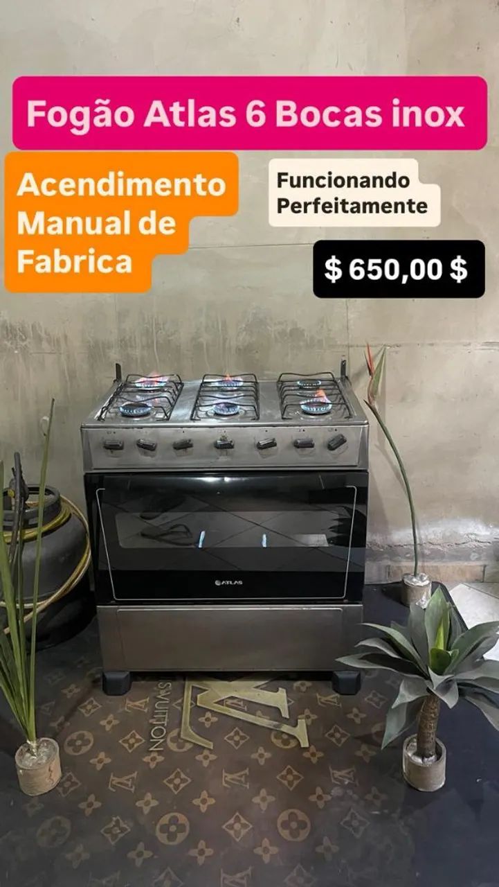Fogão Atlas 6 Bocas Inox 
