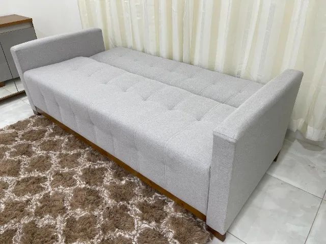 Sofá Cama Casal 4 Lugares e 5 Almofadas Feeling 210cm- Produto Novo Entrega Rápida - Foto 3