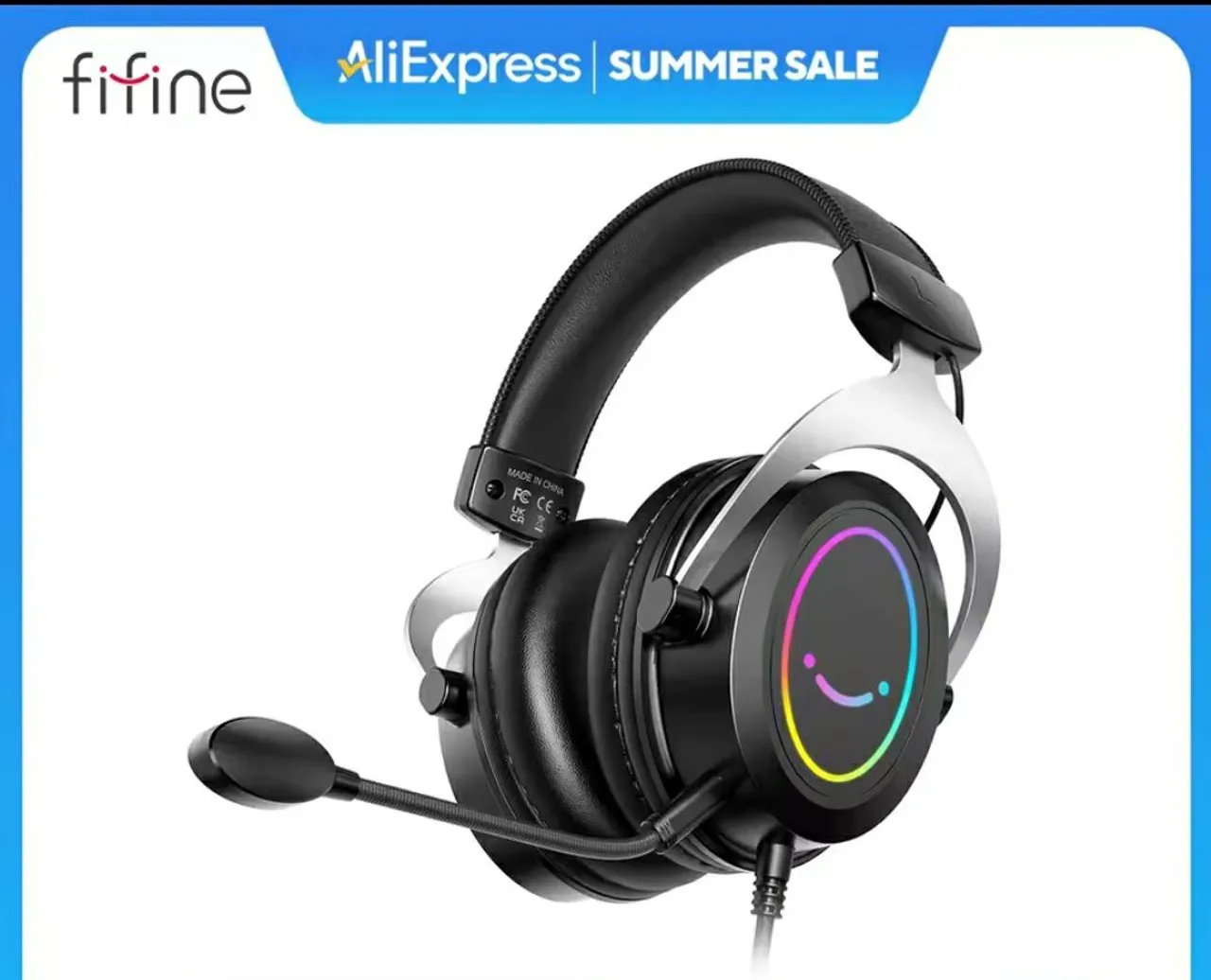 Headset Gamer Fifine com LED RGB e Microfone