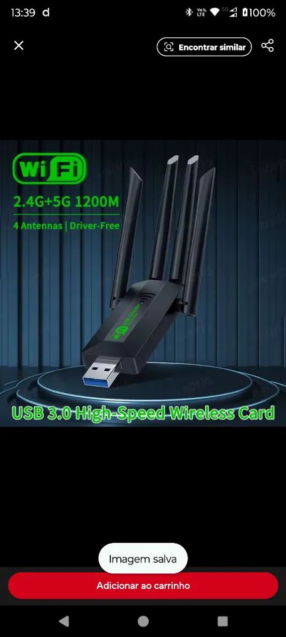 Adaptador USB WiFi Wireless Alta Velocidade 4 Antenas - Foto 5