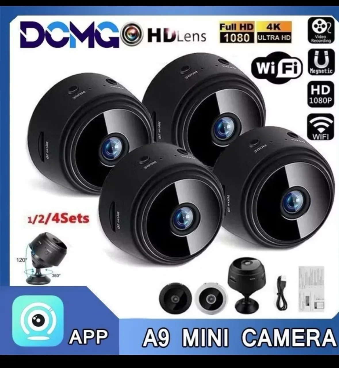 Câmera Espiã Mini A9 - 4 Câmeras Full HD 1080P - Wi-Fi
