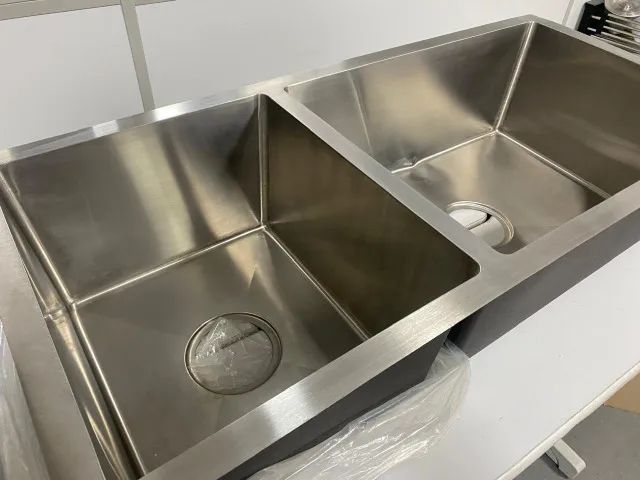 Cuba Dupla Quadrada Inox 304 Gourmet 88x40 Ássimetrica(com pequenas falhas)
