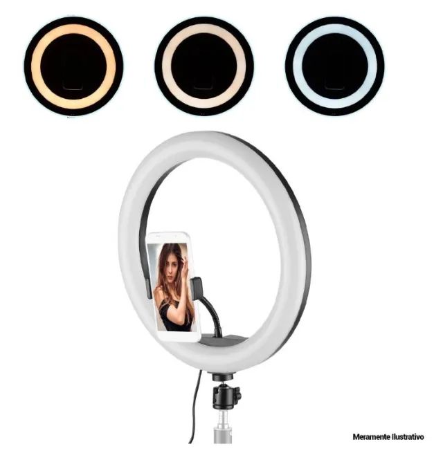 Iluminador Ring Light 26cm 10 Polegadas Com Suporte Celular e Tripé 2 Oberon Novo na Caixa - Foto 4