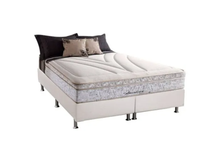 Cama Box Queen + Colchão Herval American Maxspring 158x198x74 - Select Colchões