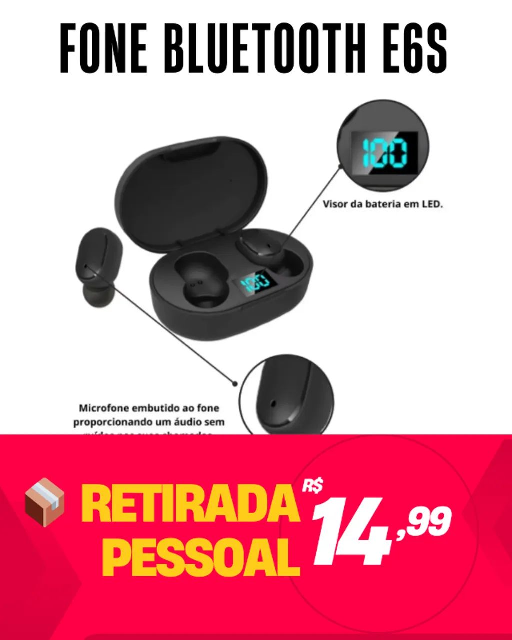 Fone E6S Bluetooth Novo