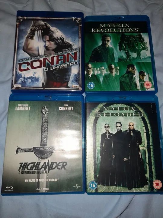 Lote de 4 Blu-ray: Conan, Matrix, Highlander