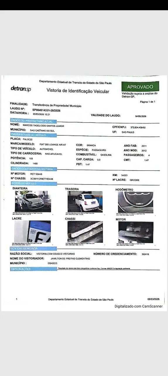 Fiat 500 500 Lounge Air 1.4/ 1.4 Flex 16V Aut. 2012
