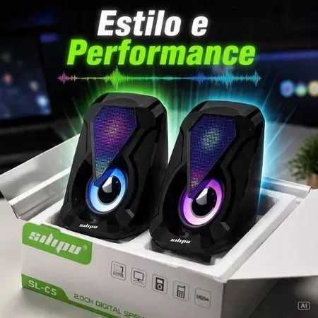 caixa de som PC com rgb - Foto 2