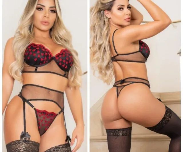 Conjunto Preto Coração com Cinta liga - Foto 2