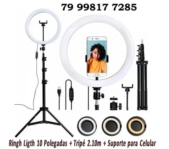 Ring Light  36cm (12Polegadas) + Tripé + Suporte Celular