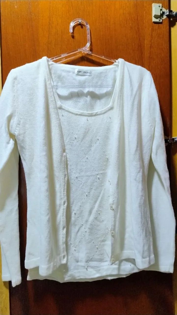 Conjunto de lã elegante novo branco P - Foto 3