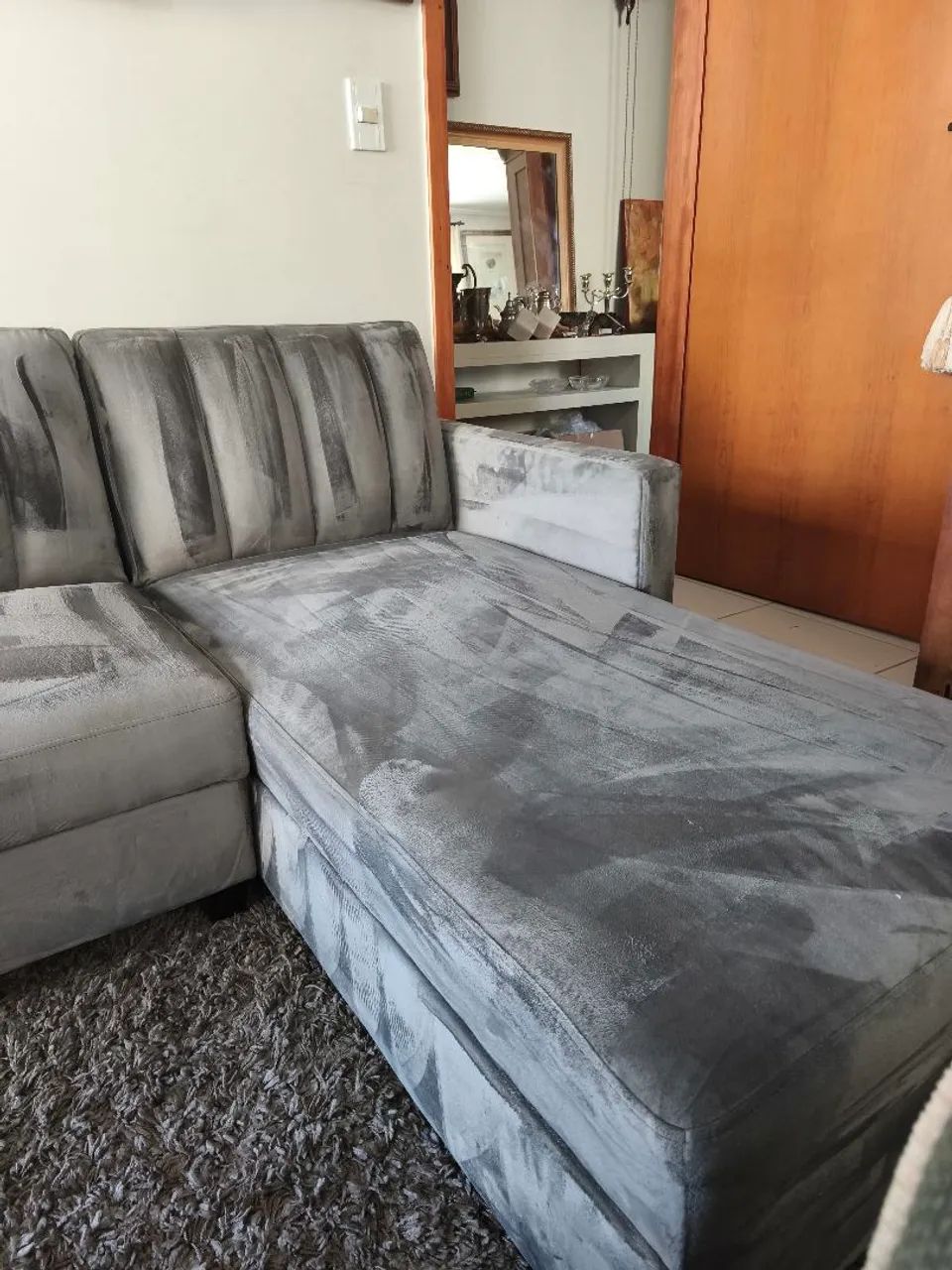 Sofá reclinável com chaise e baú  - Foto 5