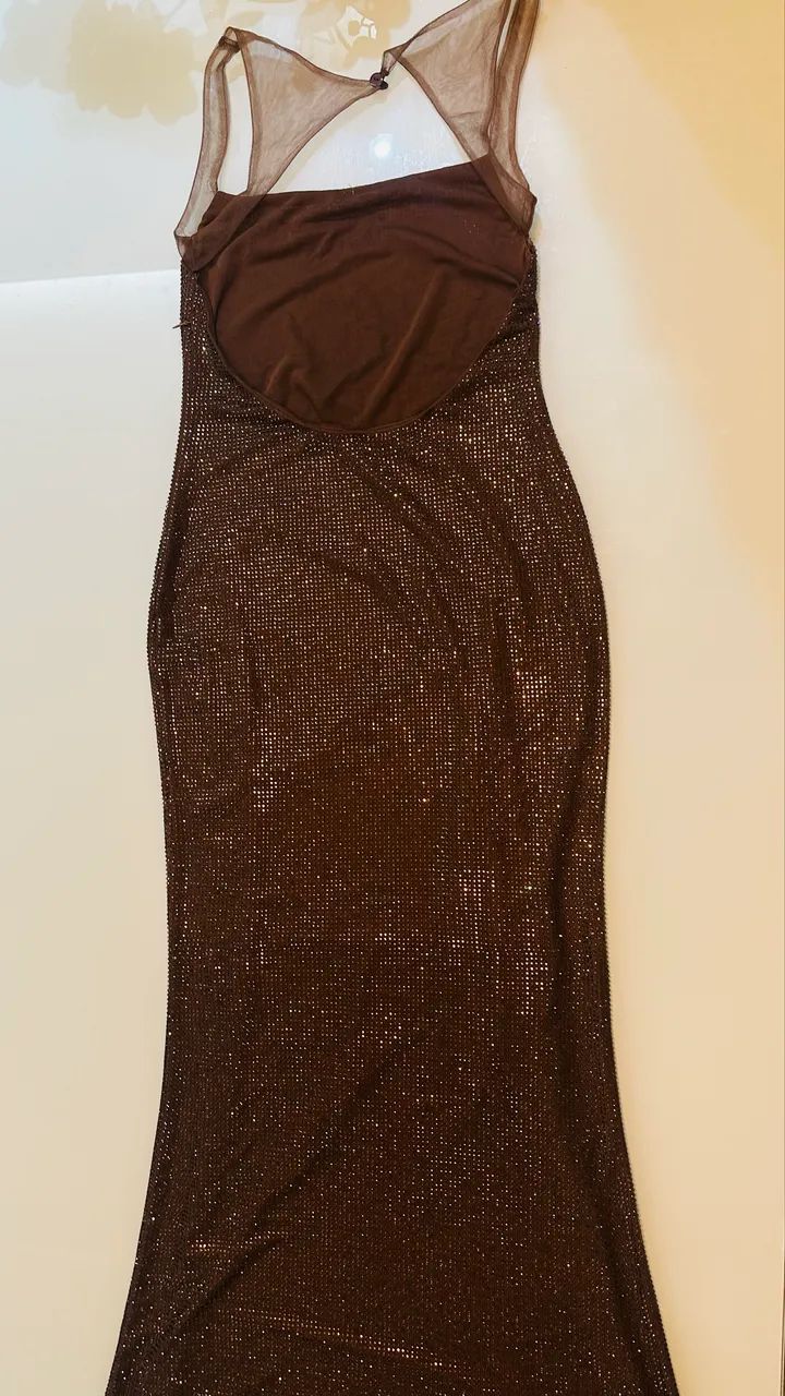 Vestido marrom longo - Foto 5