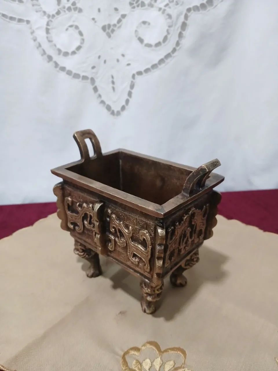 Antigo Incensário Chines De Bronze Maciço
