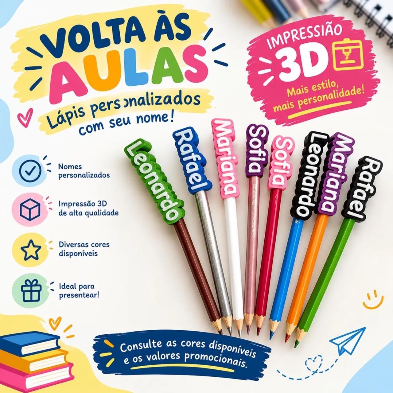 Nome 3D no lápis 
