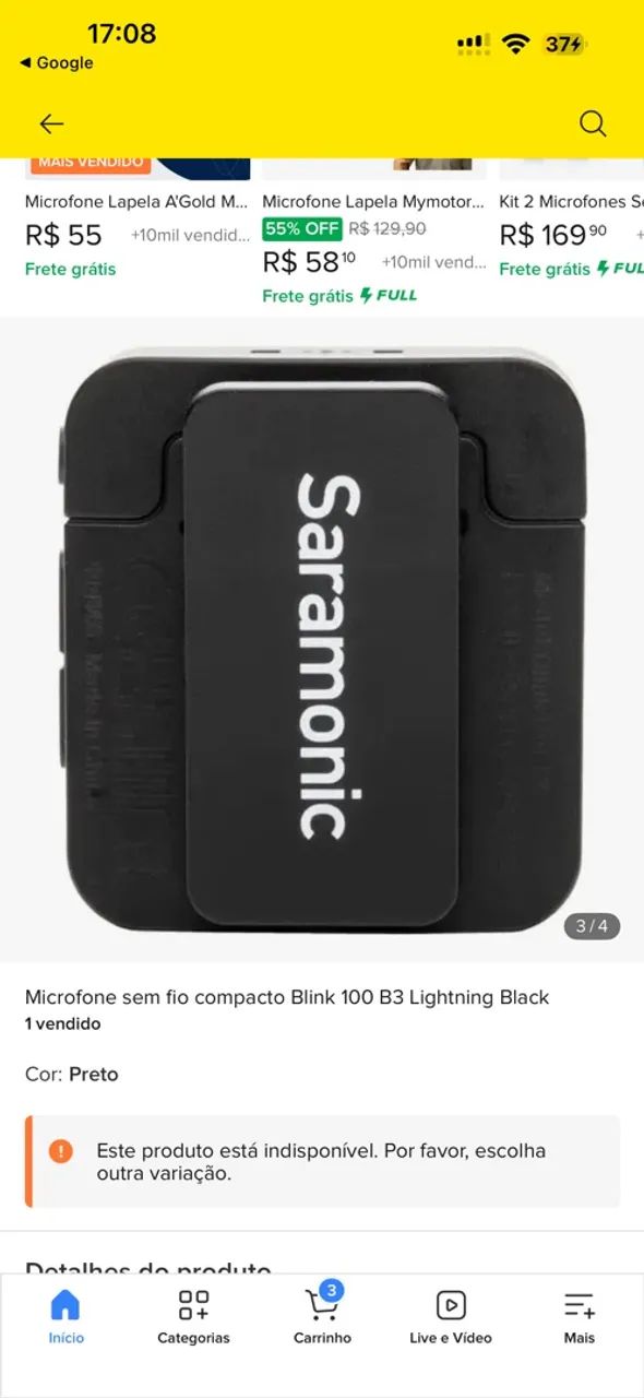 Microfone sem fio compacto Blink 100 B3 Lightning Black - Foto 2