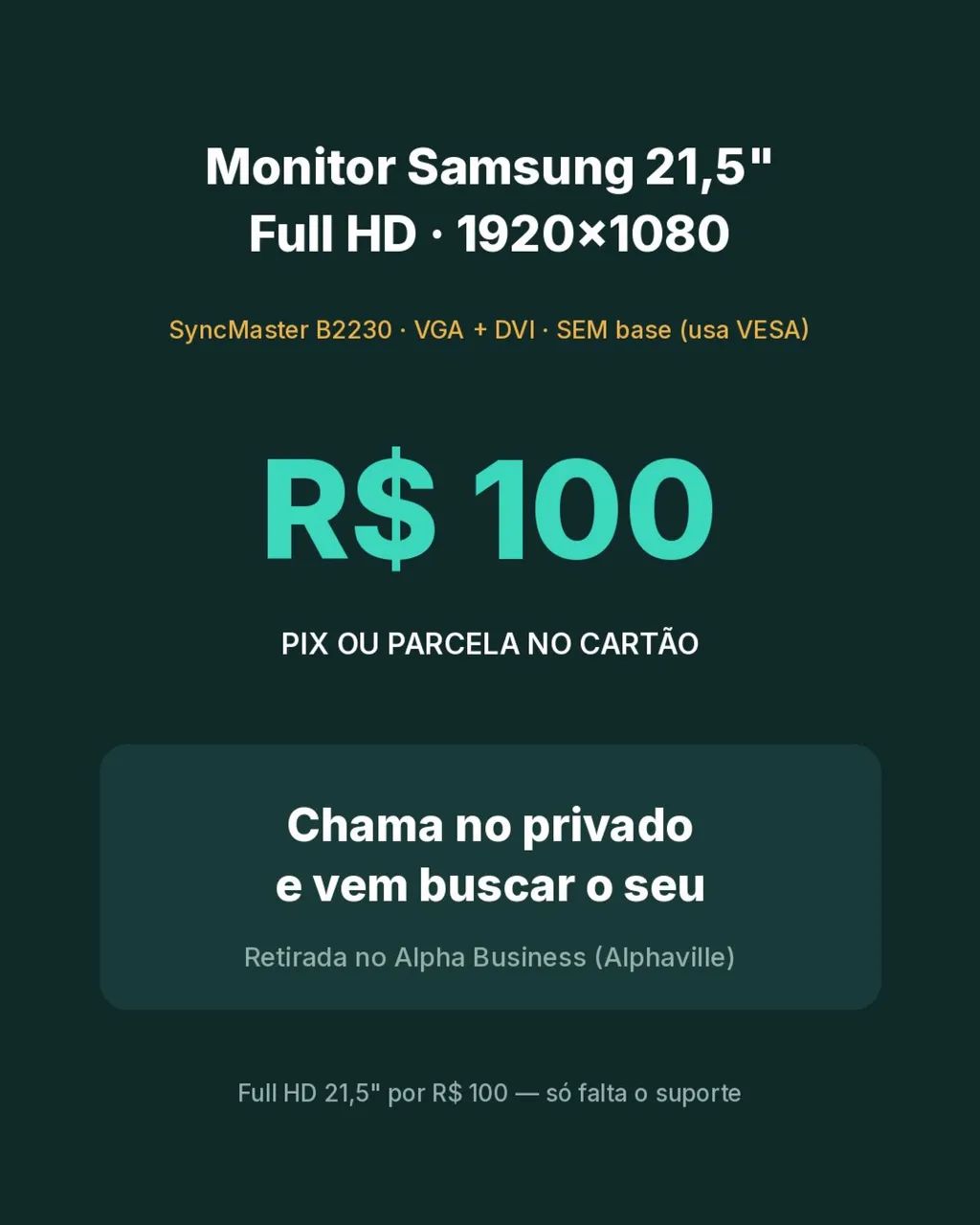 Monitor Samsung 21,5 polegadas Full HD (sem base) - Foto 4