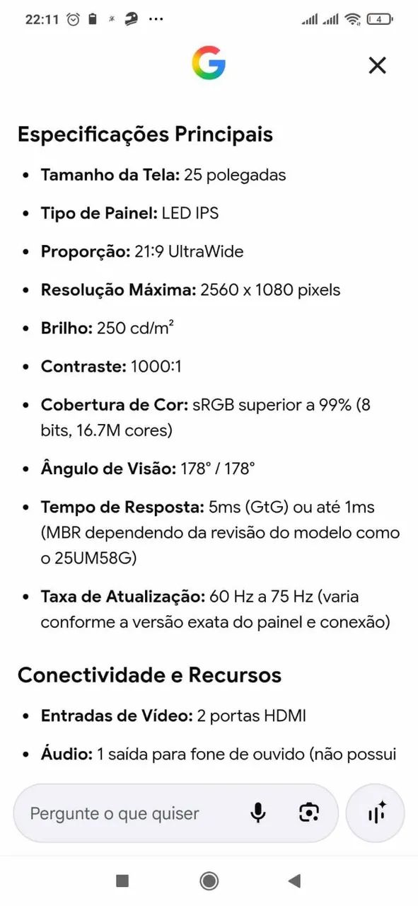 Monitor LG Ultrawide 25 Polegadas - Foto 2