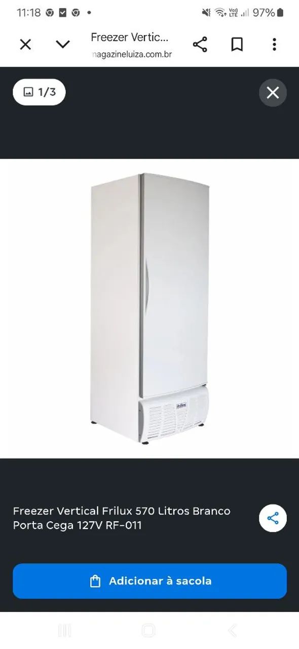 Frizer vertical grande 570 litros