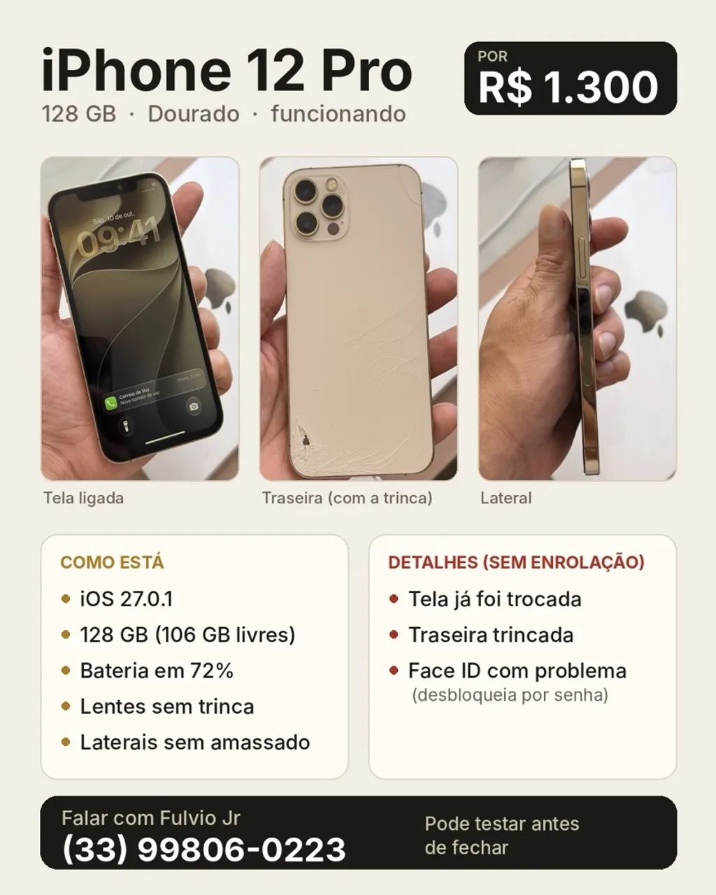 iPhone 12 Pro 128gb - Celulares e Smartphones - Minas Novas