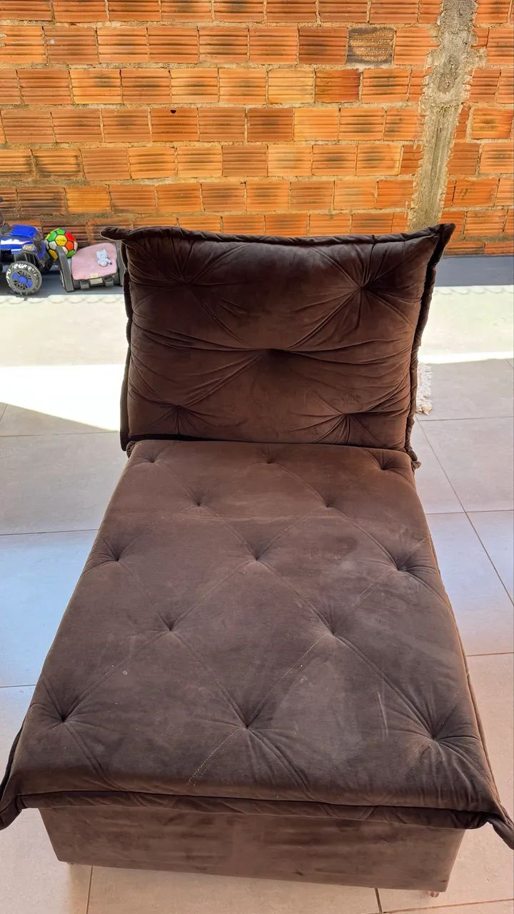 Vendo Sofá/chaise em veludo marrom, ótimo estado de conservação! - Foto 3