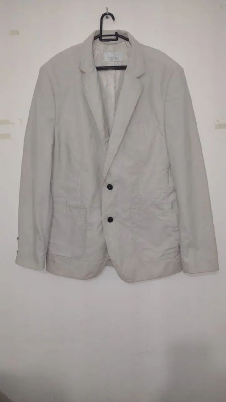 Blazer de Traje 100% Linho Bege Claro Zara