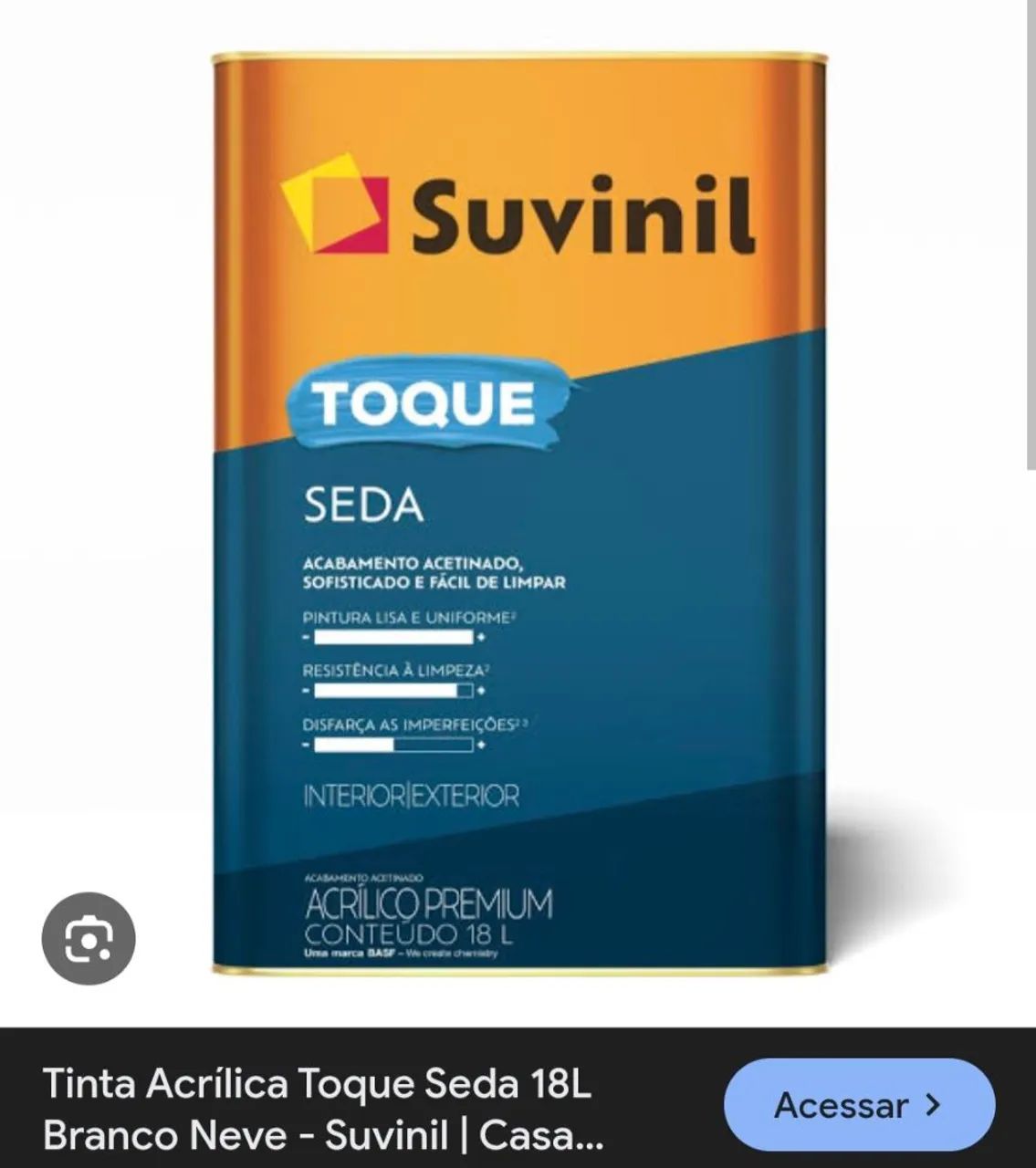 Tinta acrílica TOQUE SEDA SUVINIL 18L