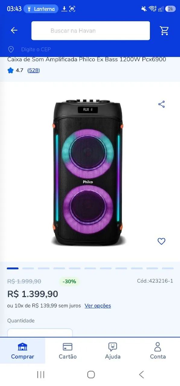Caixa de som philco 