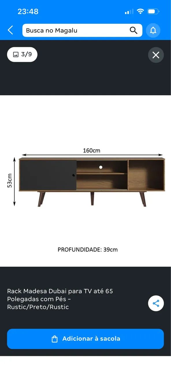 Rack Madesa Dubai para TV até 65 Polegadas com Pés 445639610797936642