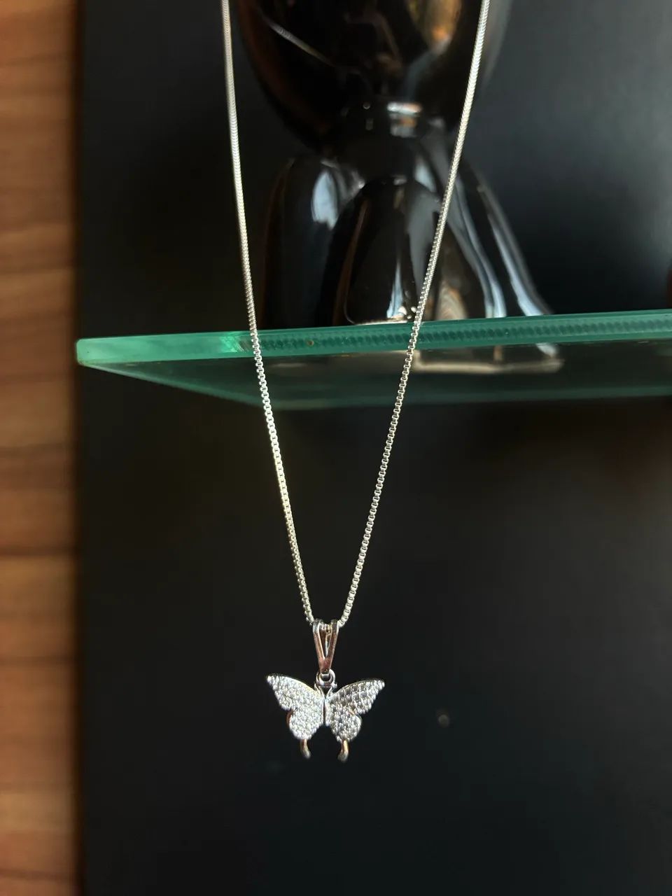 Cordão 45 cm com zirconias ( aço inoxidável) - Foto 3