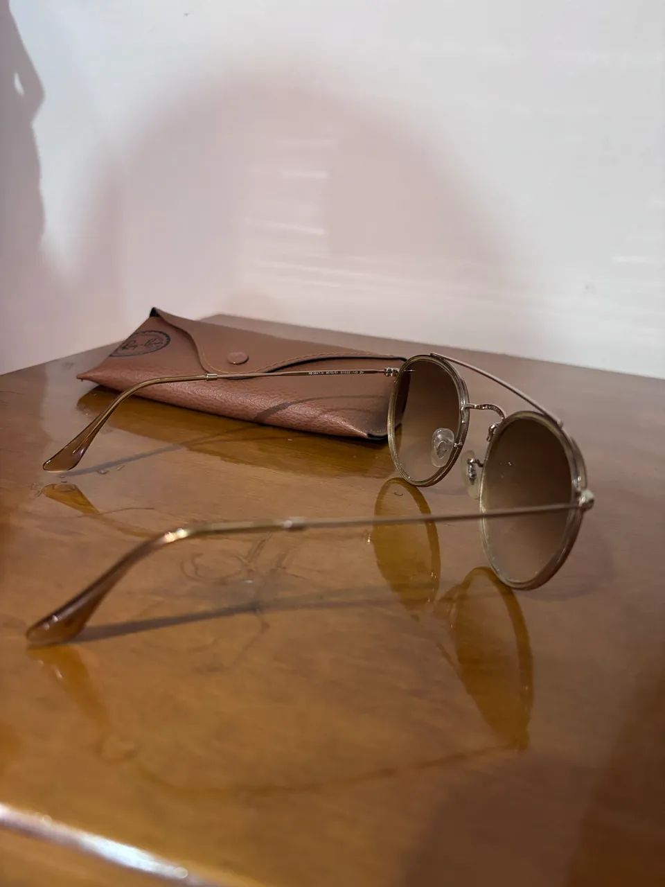 Óculos Ray-Ban ORIGINAL Double Brigde dourado e marrom  - Foto 3