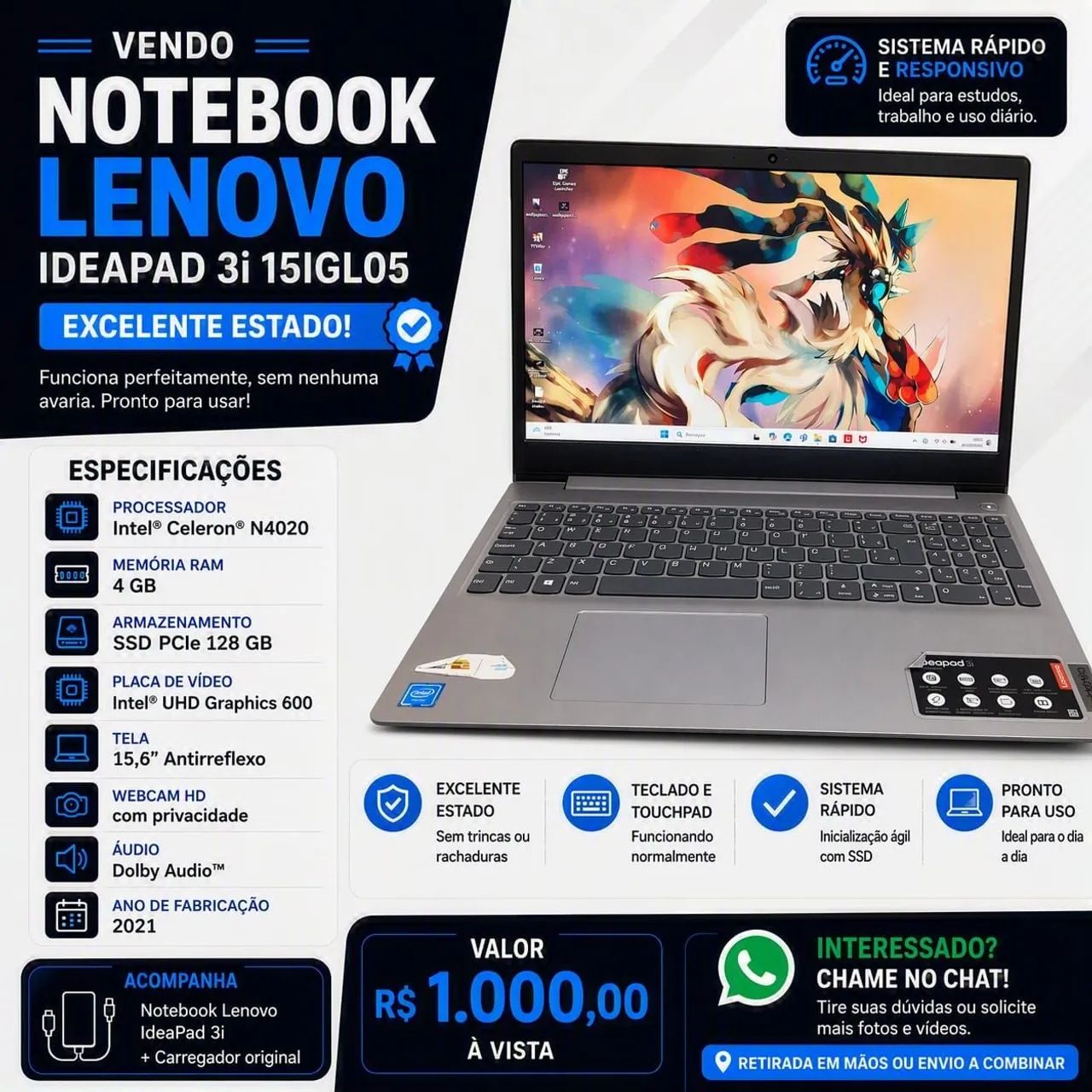 Vendo Notebook Lenovo IdeaPad 3 15IGL05