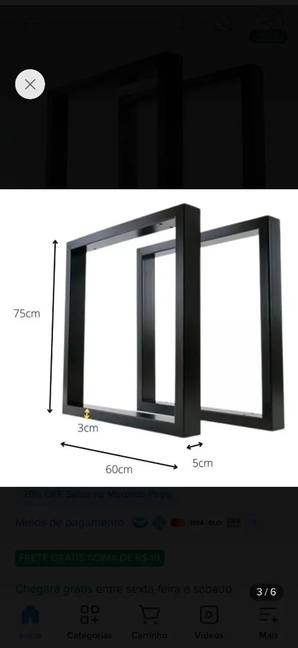 Pé para mesa em metalon  - Foto 5