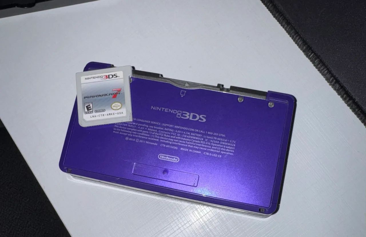 Nintendo 3DS Midnight Purple + Mario Kart 7 + Base e Carregador Original - Foto 3